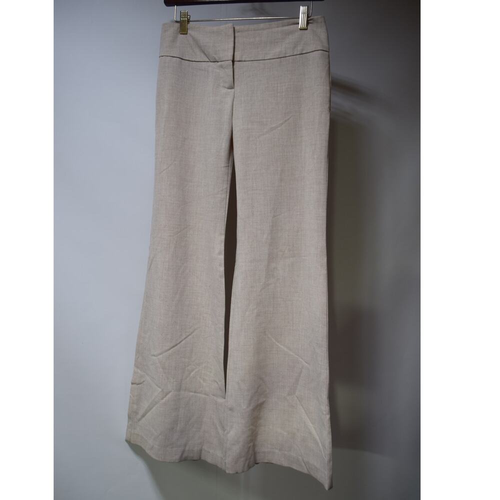 Arden B Women's Wide Leg Dress Pants Beige Linen Look Career Trousers Size 0